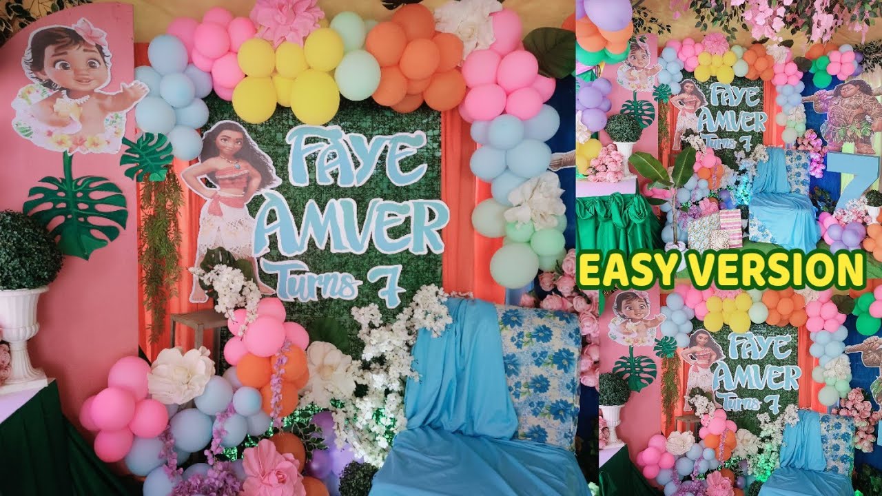 Simple Birthday Decoration Ideas | Moana Theme Balloon Decoration Ideas