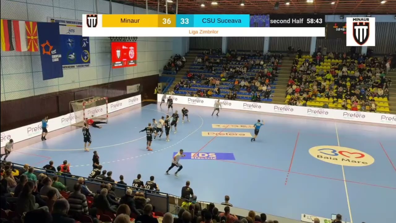 Finalul meciului Minaur Baia Mare - CSU Suceava 37-36