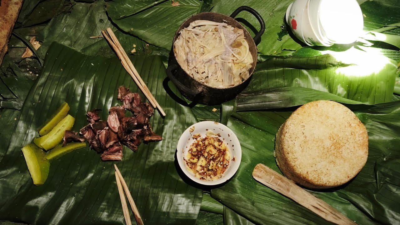  Hai anh em Đặt bẫy buổi chiều mưa và chặt cây móc nếu ăn trong rừng #datbay#xanhthichdirung 