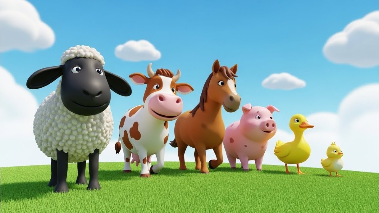 Baa Baa Black Sheep and His Cute Animal Friends | Kids Nursery Rhyme Art
