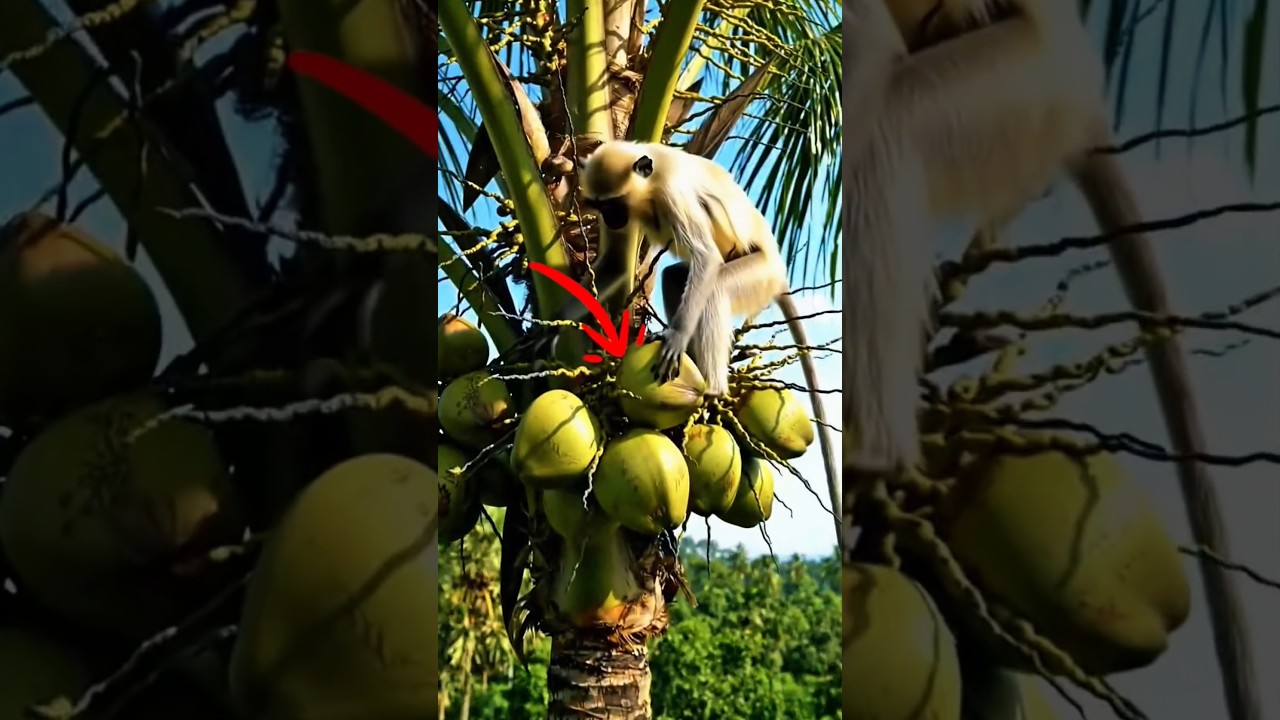Why Do Thai Farmers Use Monkeys to Harvest Coconuts? 🐒🥥😱 #facts #trending #shorts