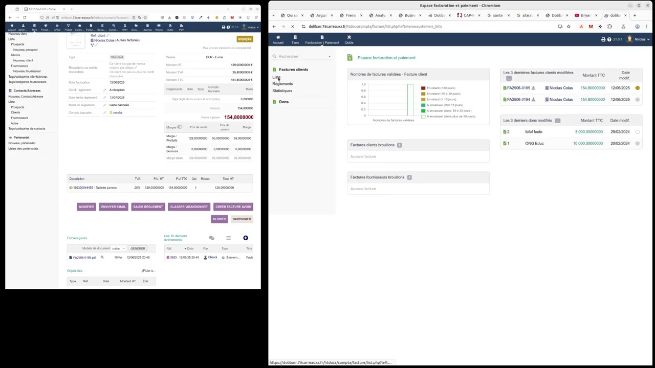 Dolibarr utilisateur client