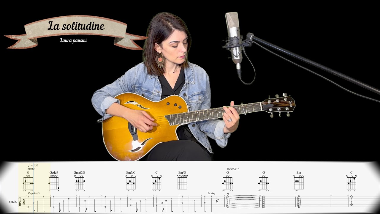 La solitudine Tuto guitar (Laura Pausini) words and chords