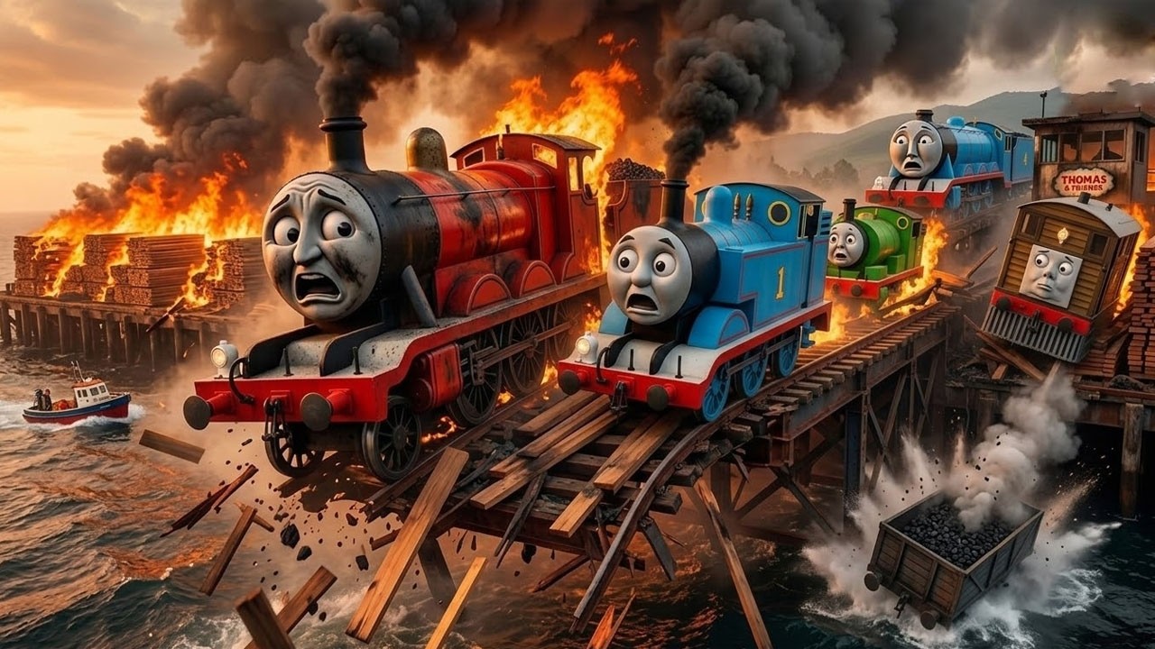 James Almost Burned to Ashes | Thomas Braved the Flames –Trapped by Trucks | Unseen Restored Footage