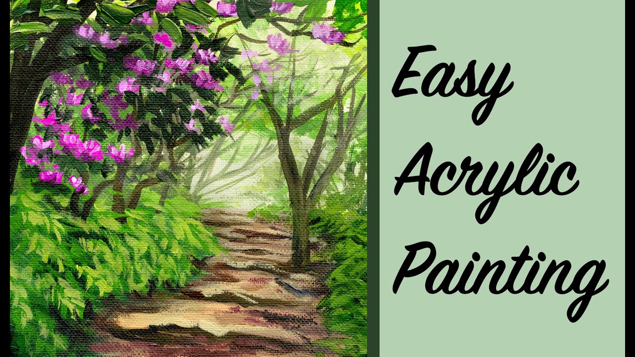 Walk Through the Forest Beginner Acrylic Painting Tutorial in REAL TIME