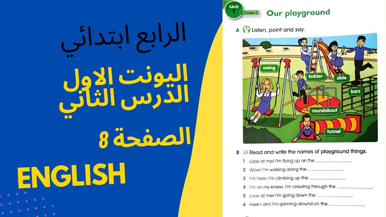 صفحة 8 انكليزي الصف الرابع ابتدائي الوحدة 1 الدرس الثاني
