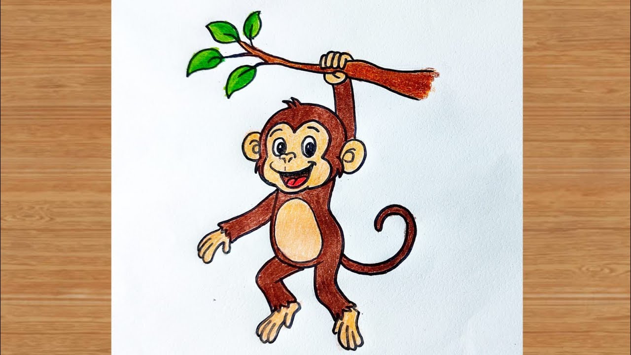 How To Draw A Monkey 🐒 Hanging On Tree Easy | Drawing Tutorial | Art Tutorial | Art Is My Soul🤗