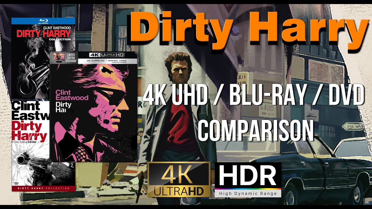 Dirty Harry (1971) 4K UHD HDR (2025 Warner Bros.) / Blu-ray (2009) / DVD (1999) Comparison