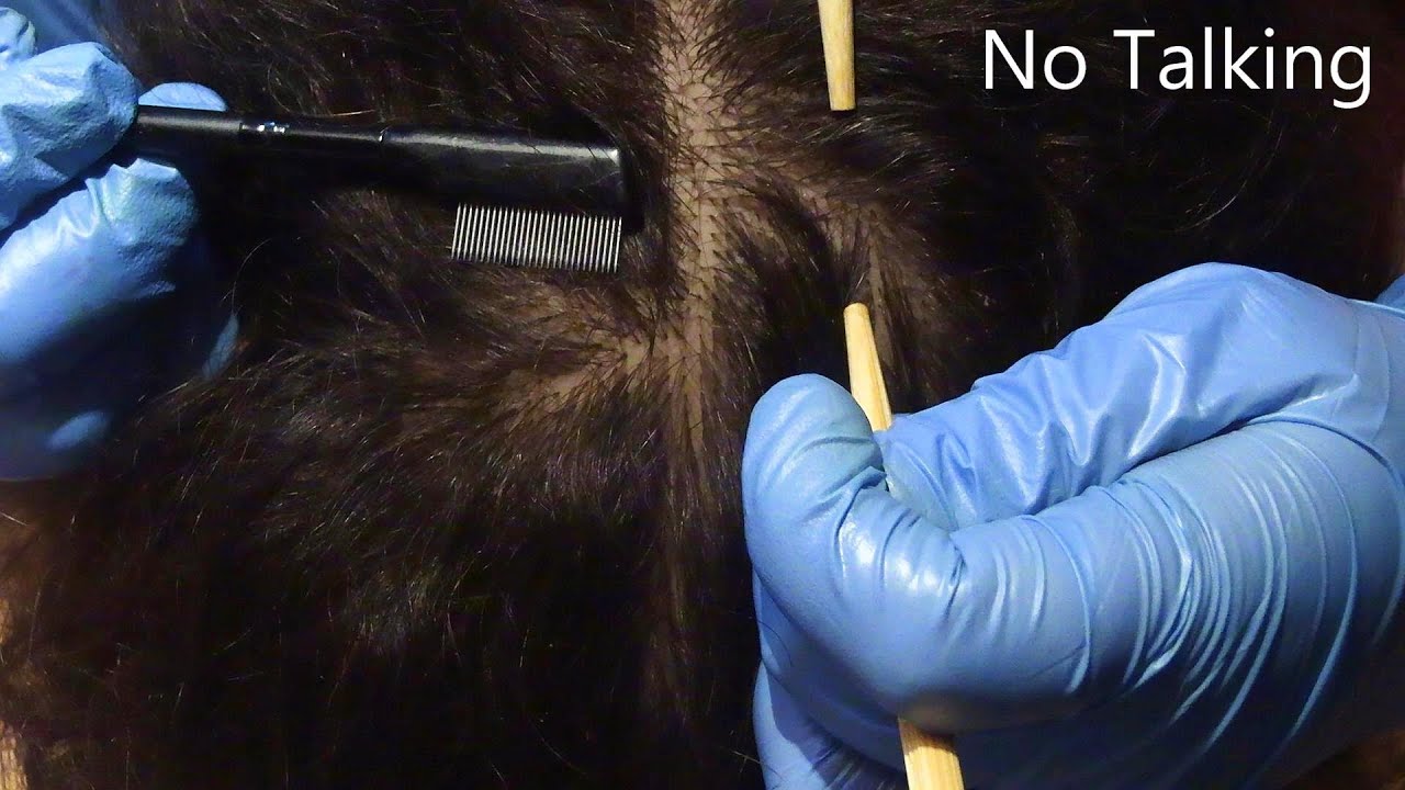 ASMR School Nurse Lice Check (NO TALKING) (Scalp Check, Chopsticks, Lice Comb) Medical Roleplay