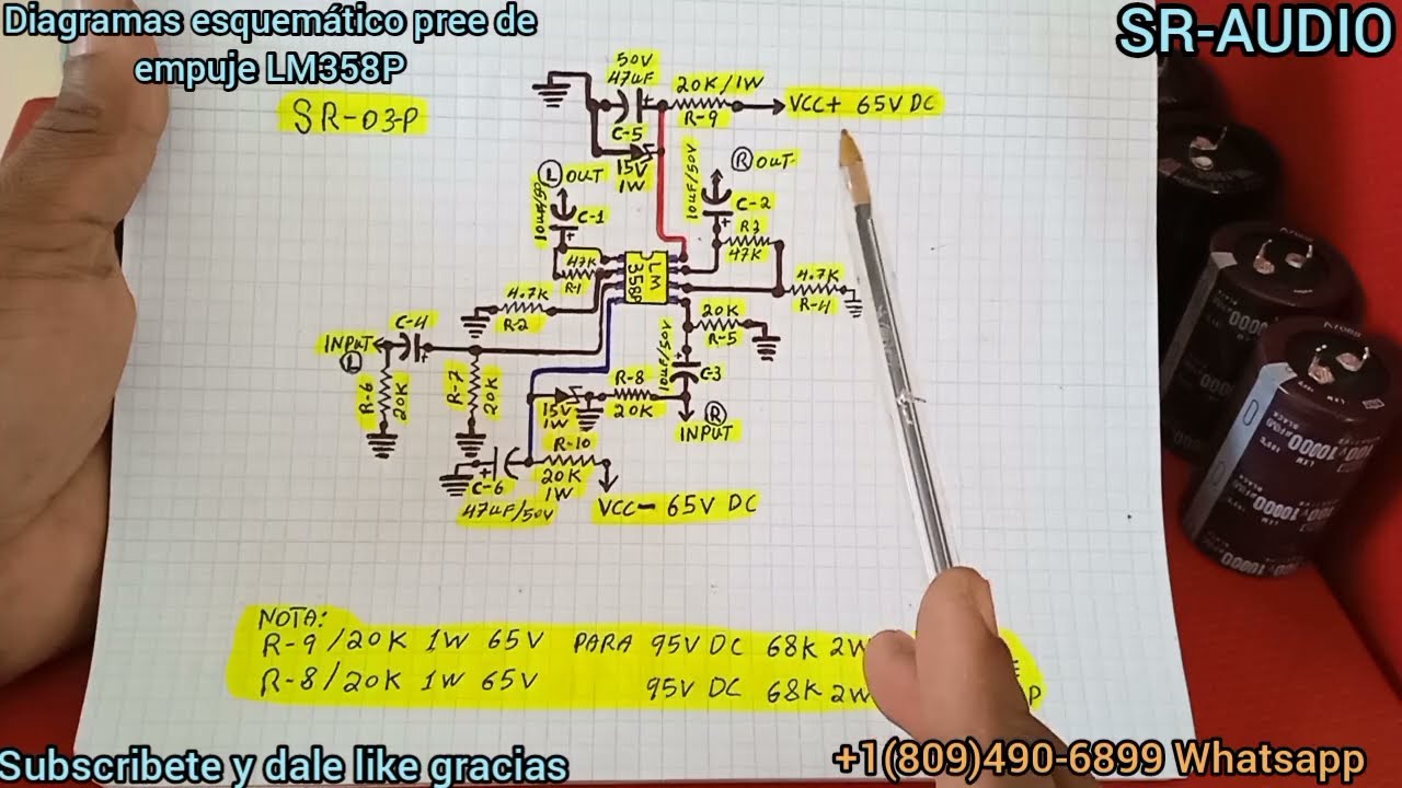 diagramas esquemático de pree de empuje stereos para amplicadores de audio clase AB