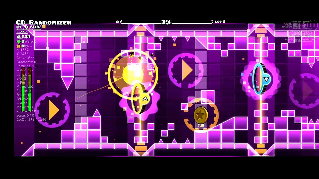 gameplay of gd randomizer in and out ghost mode but TOE2