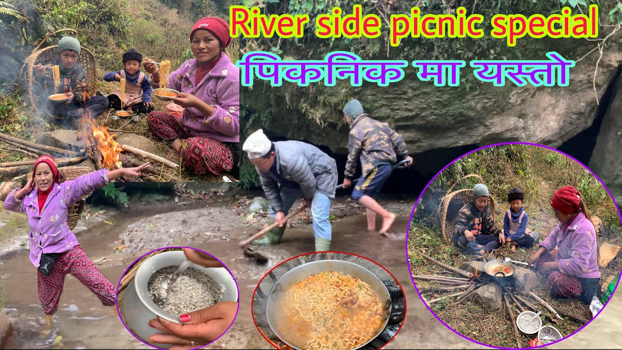 River side picnic as a whole family. Collection sand @MilanSampangvlog