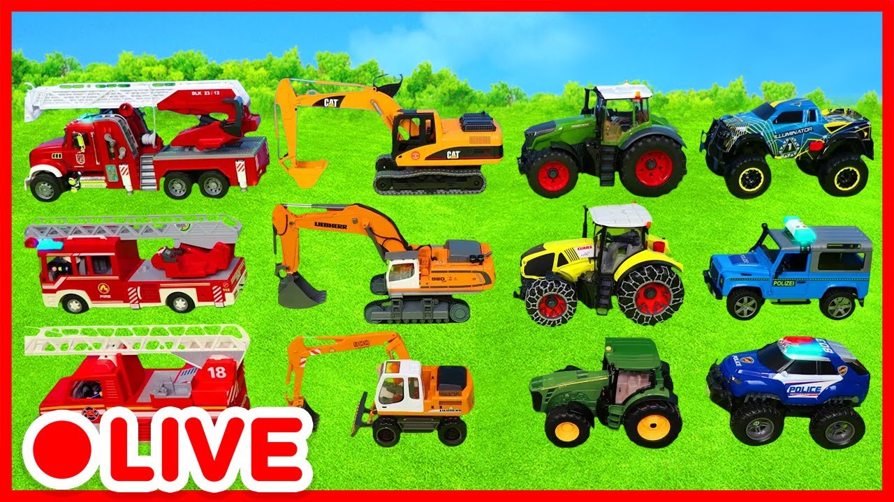 🚒 Camion de Pompier, Jouet de Construction, Voiture de Police : Vid&eacute;o Educative Enfants | Kidibli