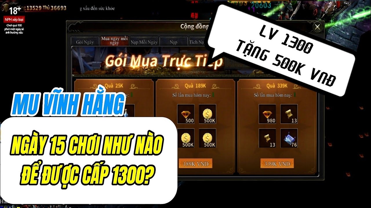 👑 MU VĨNH HẰNG : NGÀY 15 - LÊN LV1300 - CHIA SẺ CÁCH CHƠI CHUẨN | GÓI NẠP NÊN MUA RẺ ACC KHỎE 