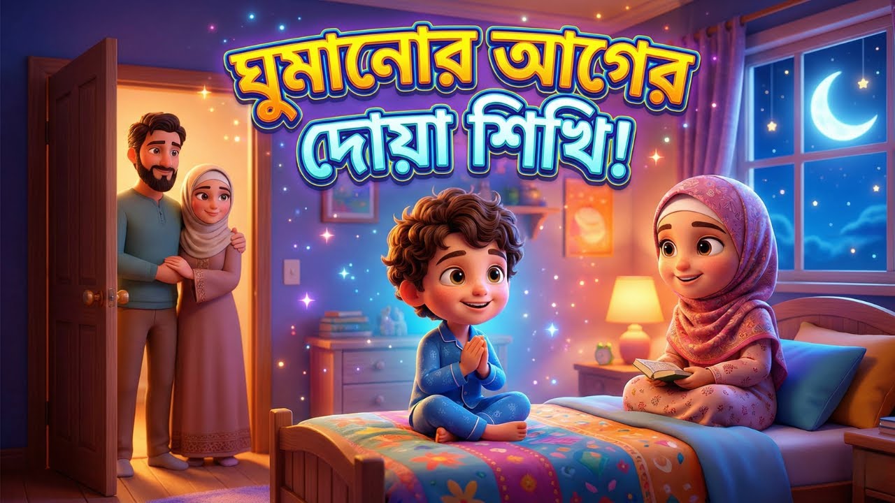 ঘুমানোর আগের দোয়া শিখি | শিশুদের ইসলামিক কার্টুন গল্প | ঘুমানোর দোয়া