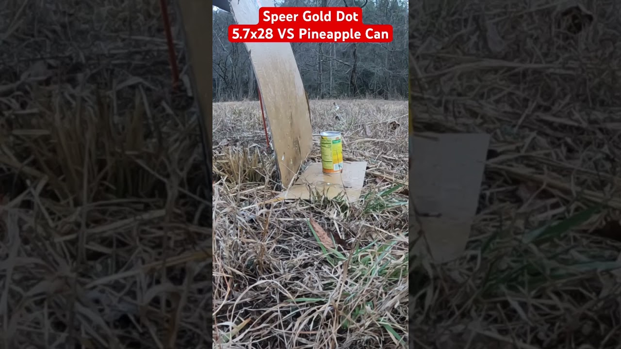 5.7x28 Speer Gold Dot VS Pineapple Juice Can in Ultra Slow Motion!! #shooting #pistol #range