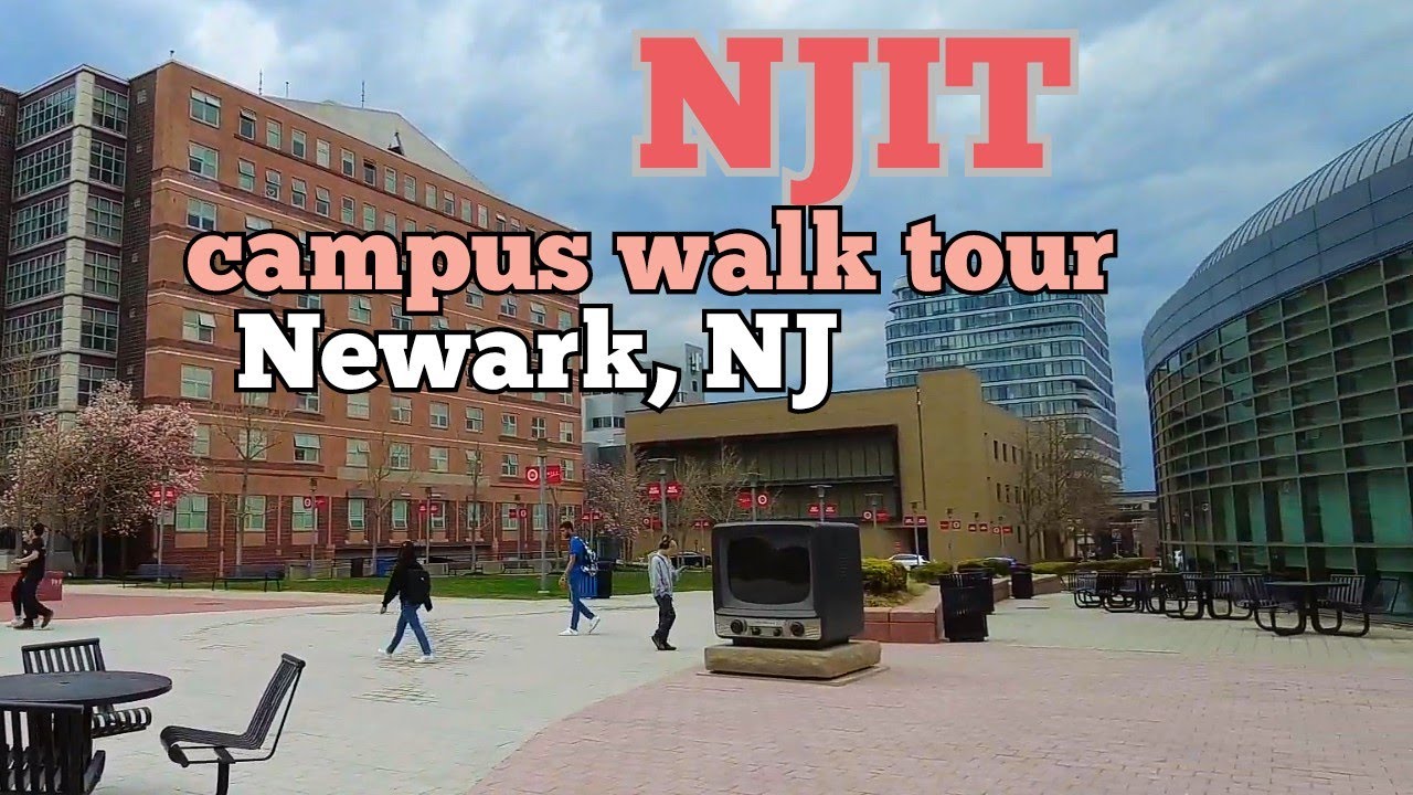 Walking tour inside New Jersey Institute of Technology campus and around in Newark, New Jersey, USA