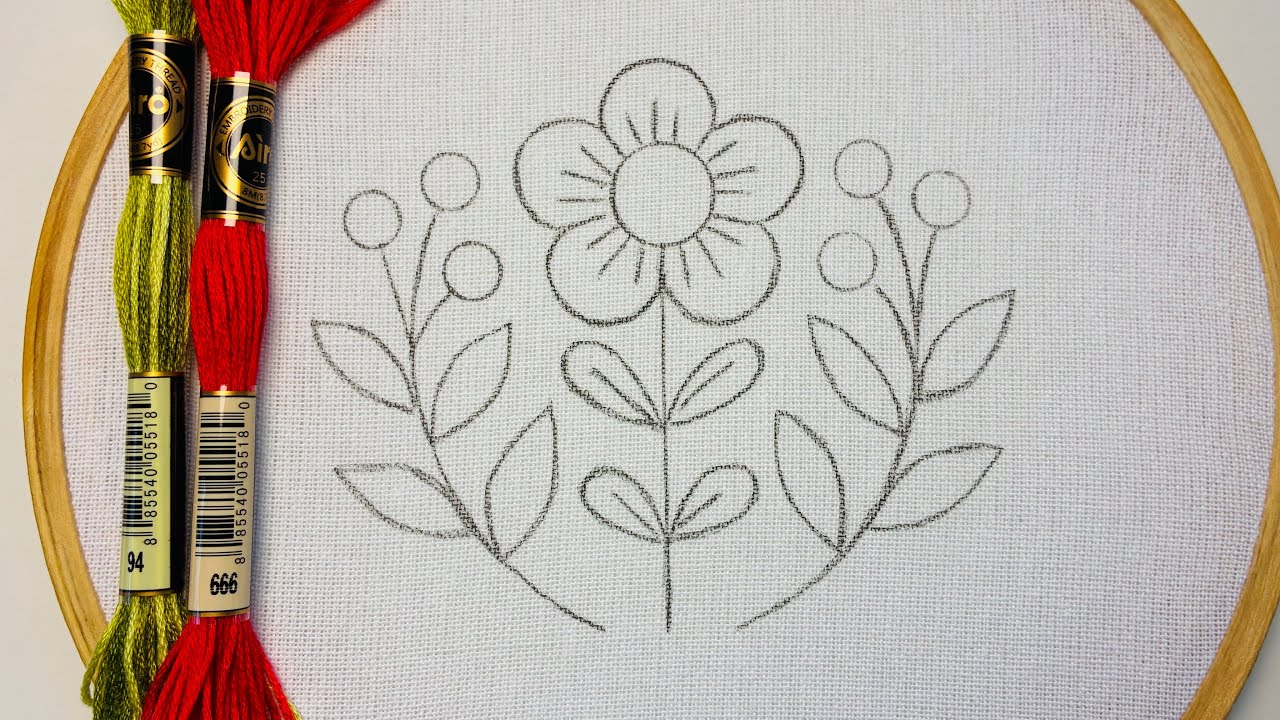 VERY EASY FLOWER HAND EMBROIDERY DESIGN FOR BEGINNERS 