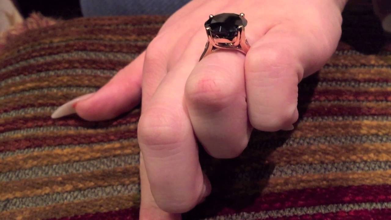 Rose Gold Ring with Black Round Stone