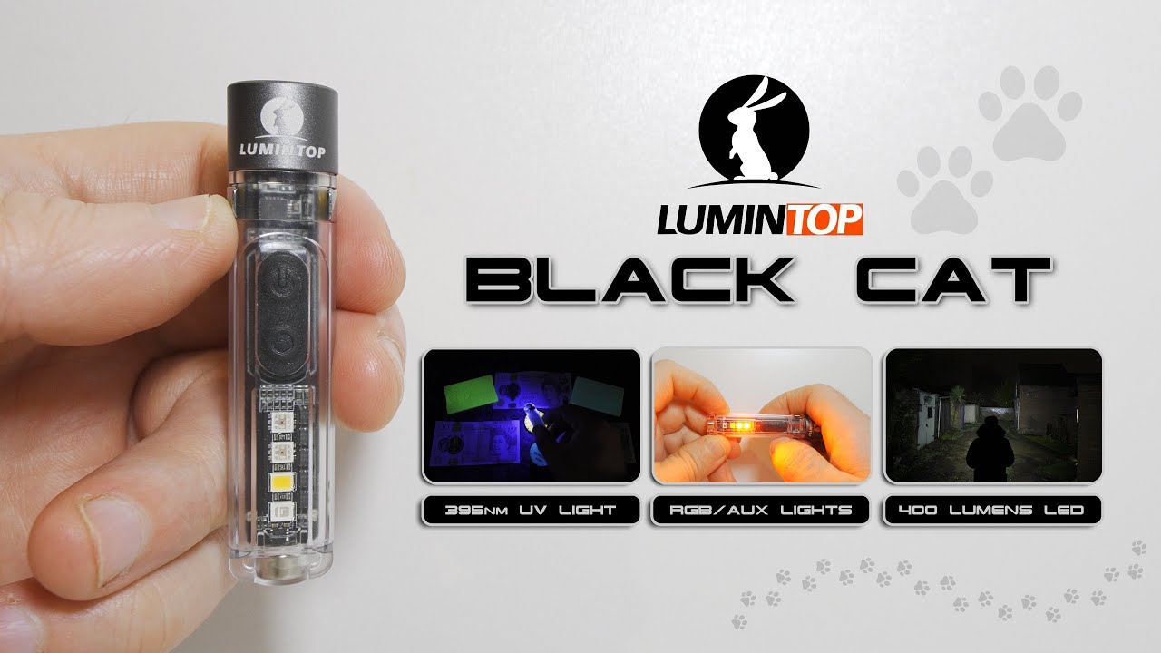 LUMINTOP BLACK CAT 🐾 4-in-1 UV RGB Warm White Keychain Light