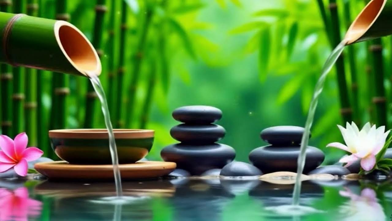 Relaxation Piano and Bamboo Water Sounds 🌿 Deep Sleep, Meditation & Healing Music, Calm Piano Music