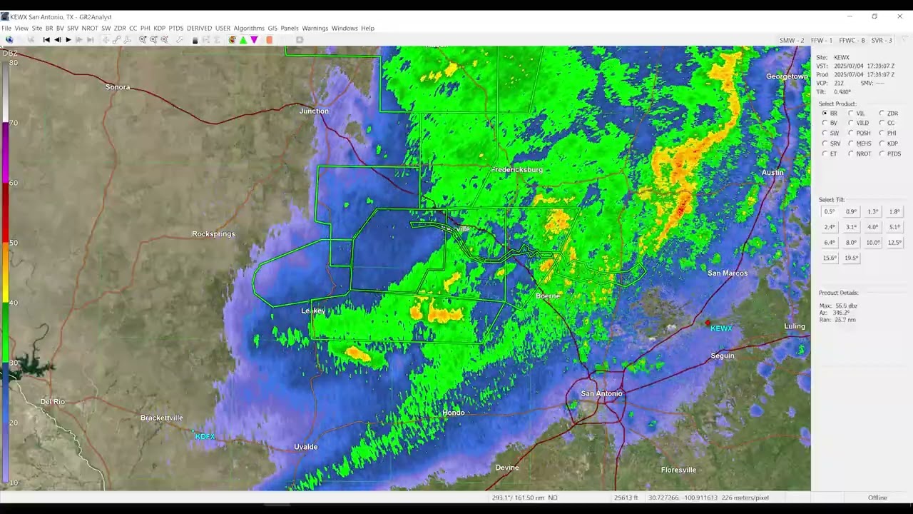 Historic Texas Flash Flooding Radar Archive July 3rd thru July 4th, 2025