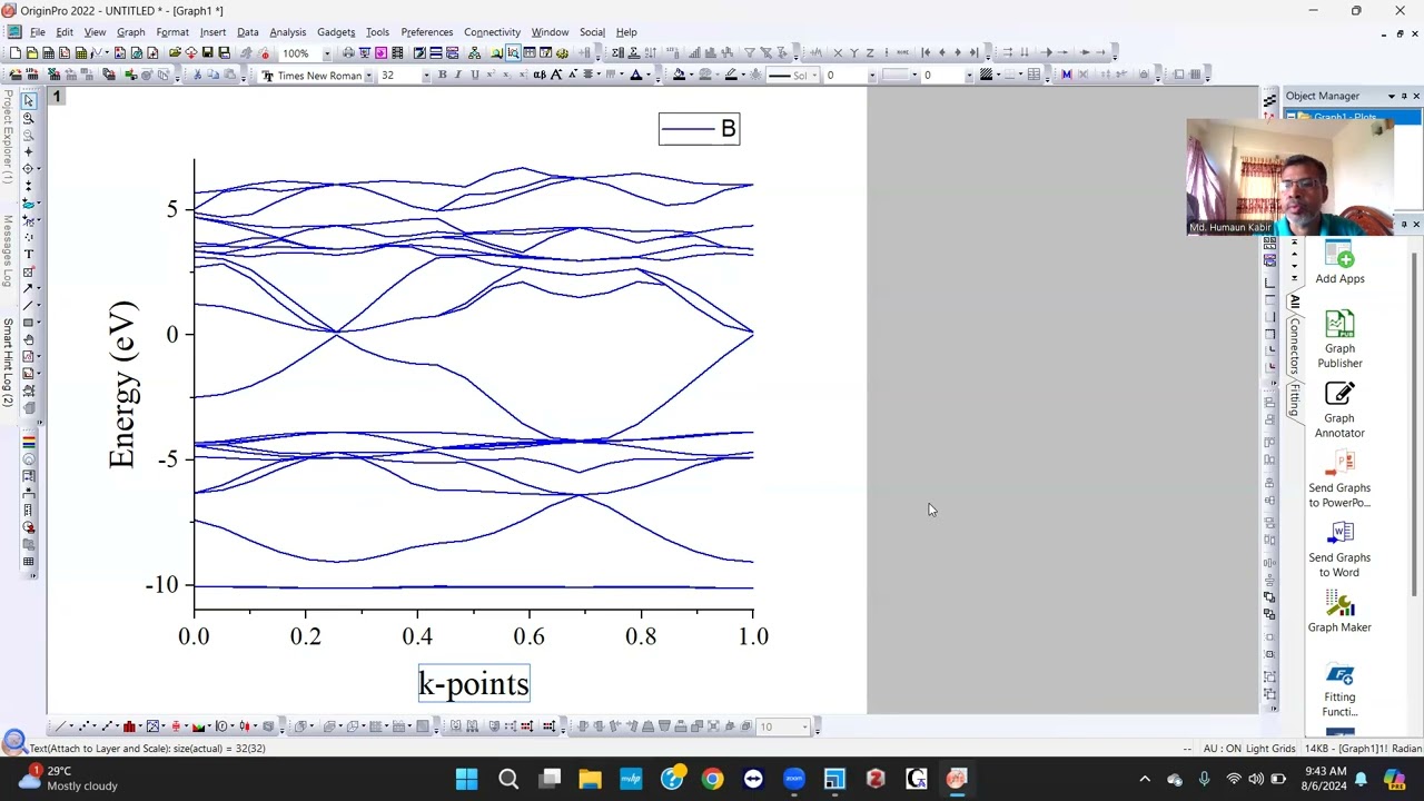 Plotting band structure using ORIGIN from CASTEP or DMoL3
