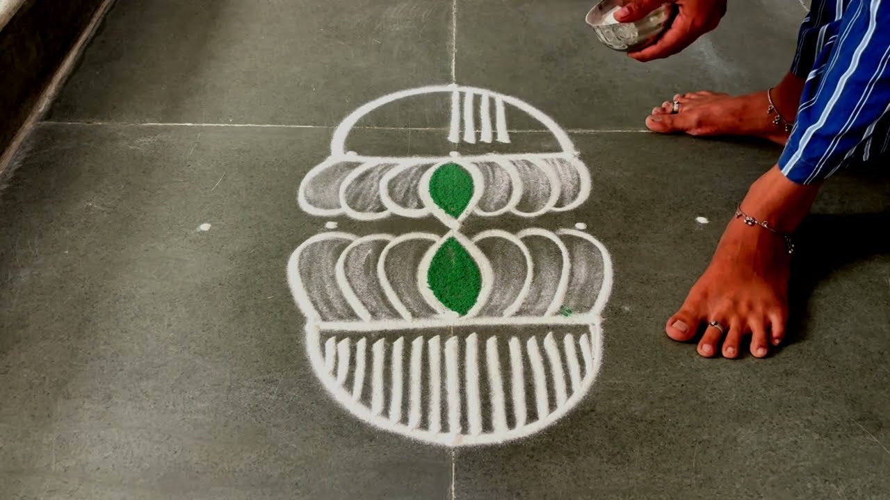 Easy 5*1 kolam designs| Simple muggulu designs| easy rangoli designs| Beginners kolam