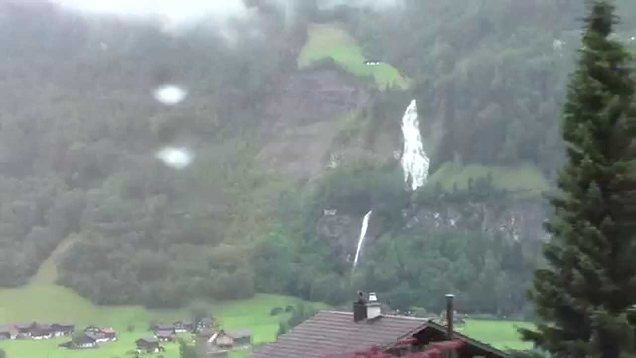 Lungern, Switzerland, with waterfall clearly visible