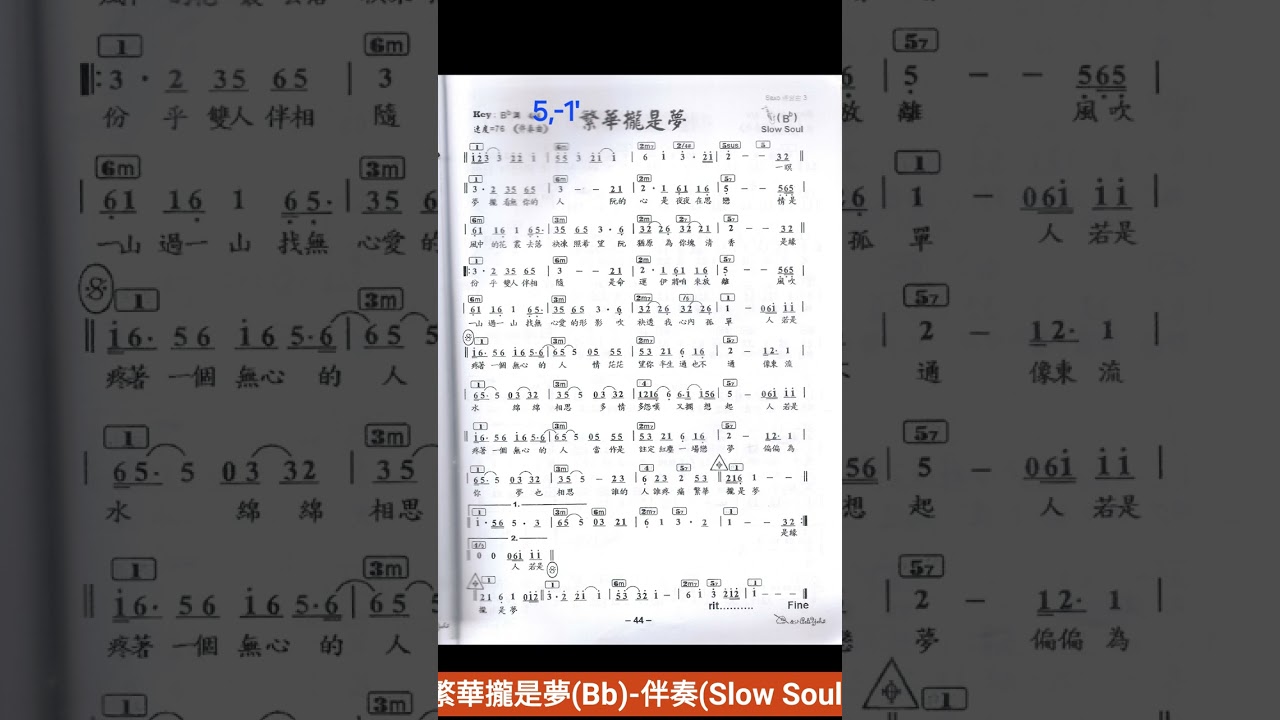 繁華攏是夢 Bb 譜伴
