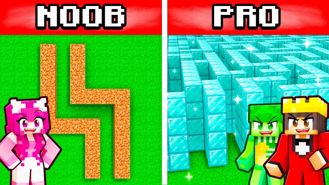 Minecraft NOOB vs PRO: GIANT MAZE BUILD CHALLENGE