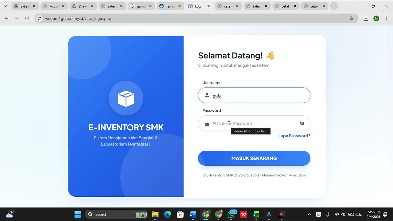 Sistem Informasi E-Inventory SMK - Aplikasi inventory dan peminjamat alat laboratorium