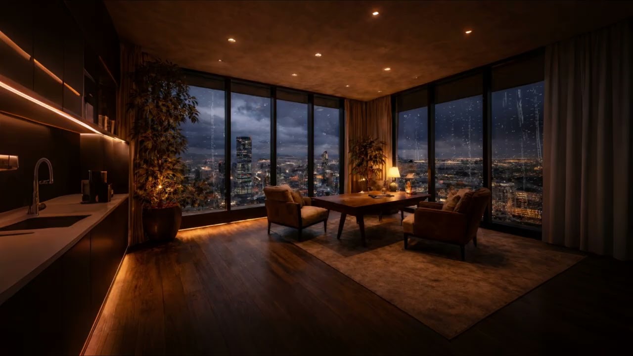 Night Above the City ⛈️ | Rain & Thunder Ambience