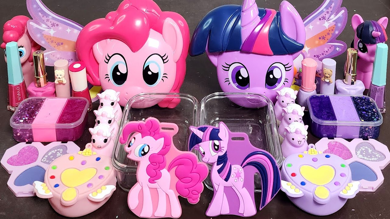 My Little Pony Pink vs Purple Slime Mixing Makeup,Parts Into Slime! Satisfying Slime Video ASMR