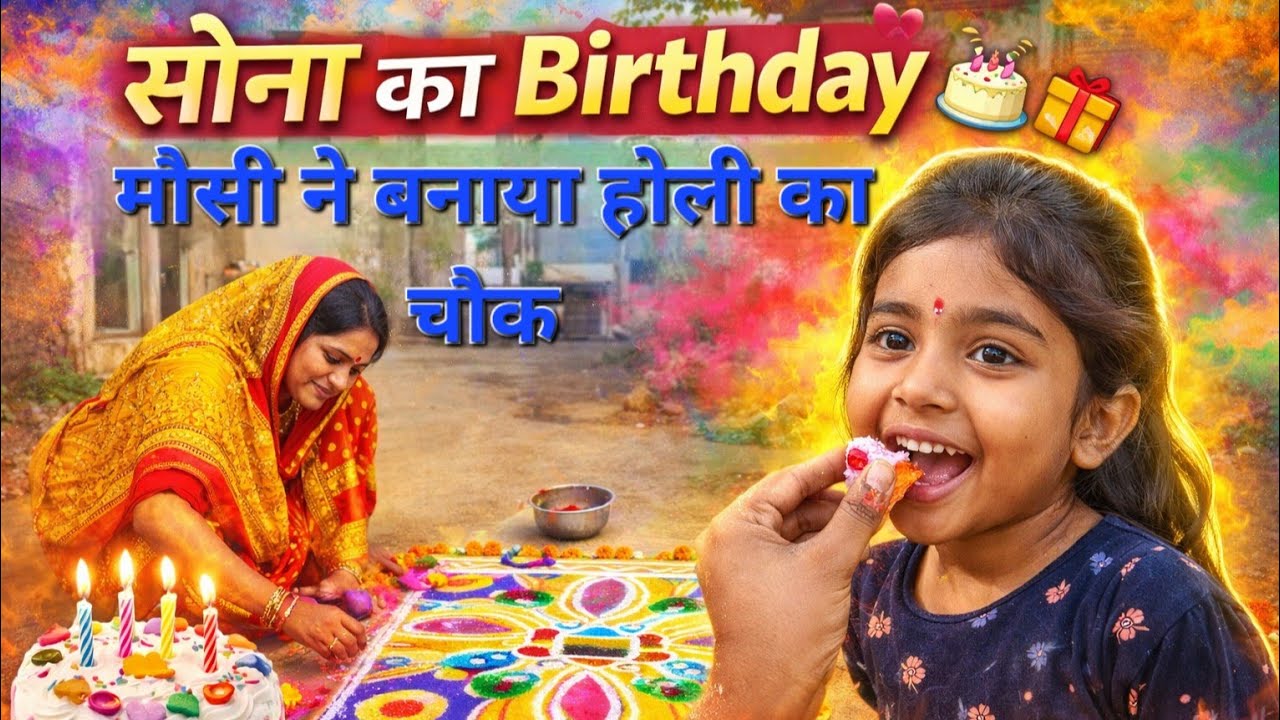 सोना का Birthday 🎂 🥳 🎁 || Mausi ने होली का चौक बनाया | #vlog #holi #dailyvlog #youtube #village 