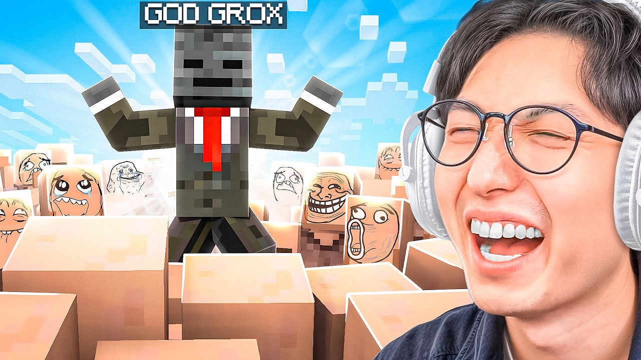 GROX 1 MILLION VILLAGER MANHUNT! (MINECRAFT TRY NOT TO LAUGH)