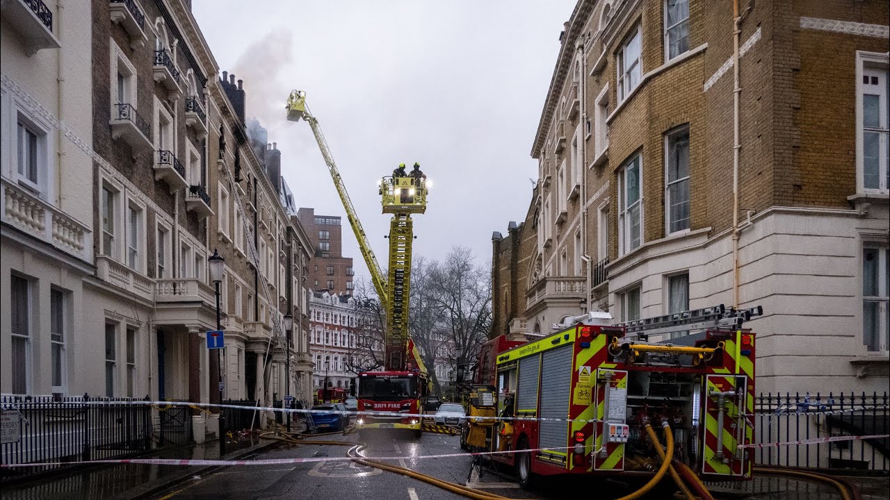 1/3/24 15 Fire Engines-3 TL Attendance Residential Property Fire🔥Damping Down Op-Emperor’s Gate SW7