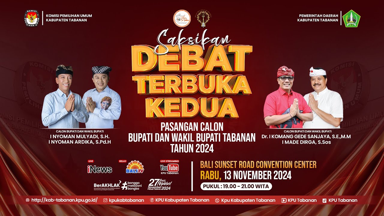 DEBAT TERBUKA KEDUA PILKADA TABANAN TAHUN 2024 - KPU TABANAN
