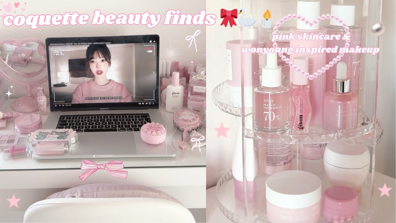 coquette beauty finds 🎀🦢🕯️|| pink skincare & wonyoung inspired makeup⋆˚ 𝜗𝜚˚⋆