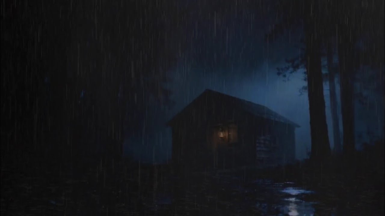 Rainy Forest Cabin at Night 🌧 Soothing Rain Sounds for Sleeping