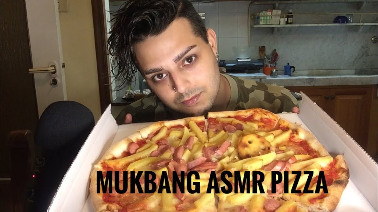 ASMR MUKBANG ITA│PIZZA CON PATATINE E WURSTEL