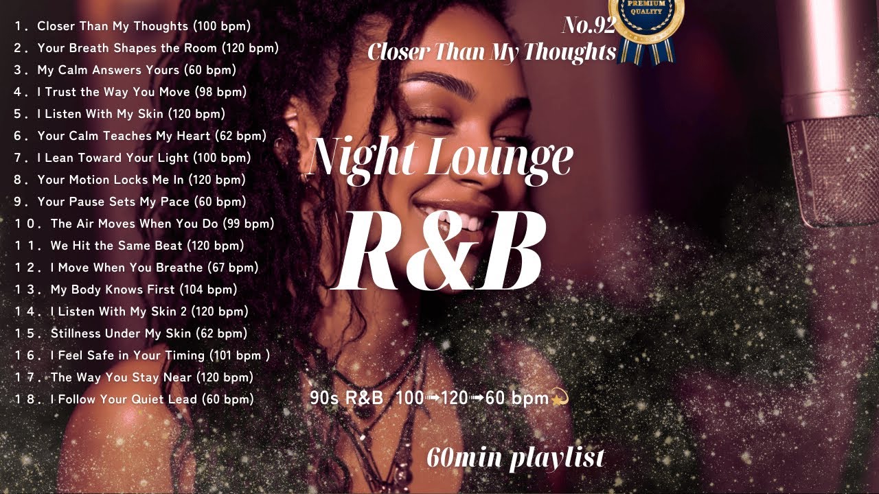 【60min】Classic 90s R&B Night Lounge (60&ndash;120 BPM)｜Slow &rarr; Midtempo Groove 🌙🎧