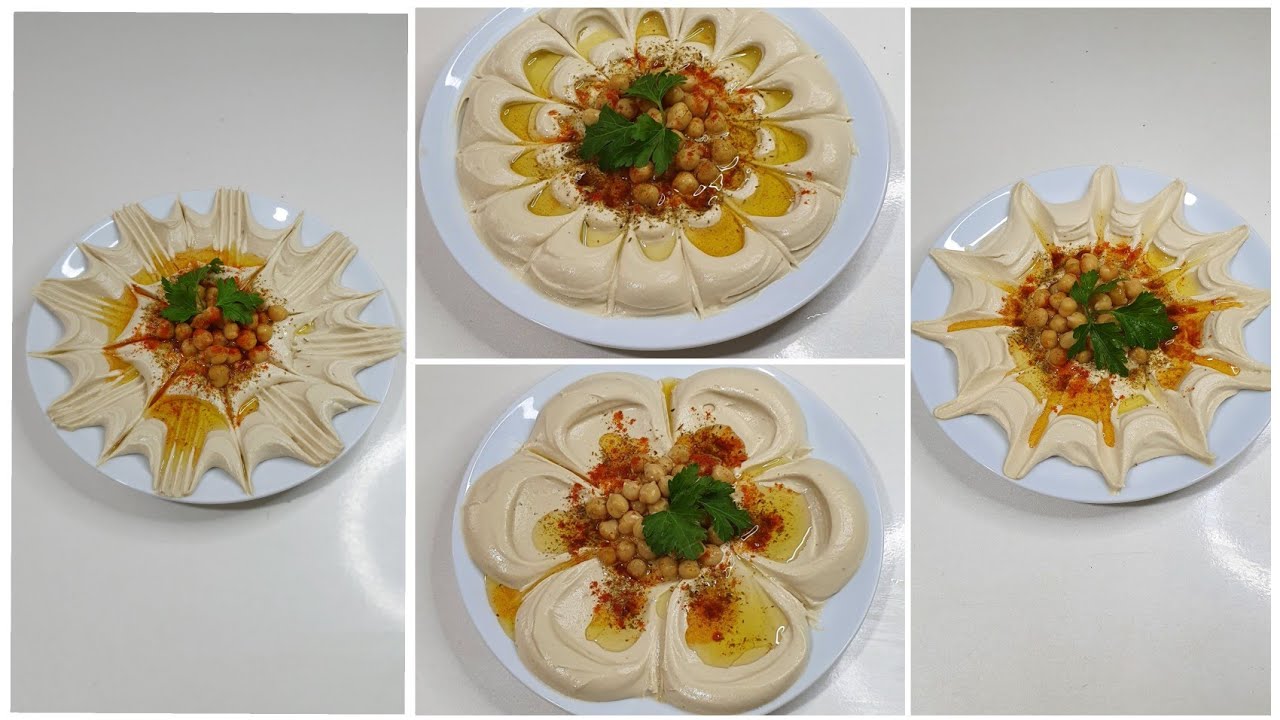 أربع طرق سهلة وسريعة لتزيين صحن الحمص#حمص#تزيين#مقبلات