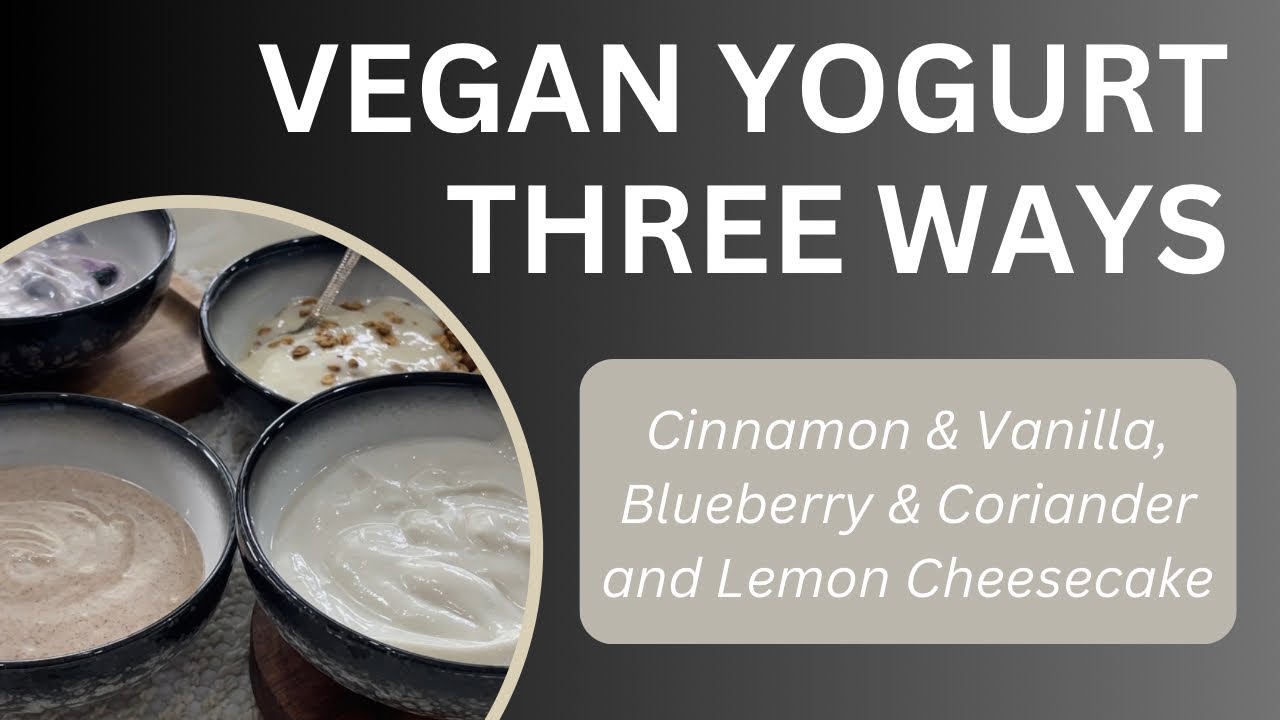 Make EASY VEGAN Lemon Cheesecake, Blueberry & Coriander and Vanilla Cinnamon flavoured yogurts.