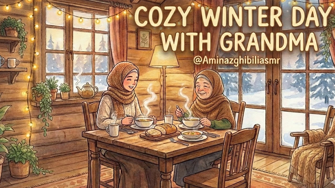 A Relaxing Winter Day with Grandma | Ghibli Style ASMR Ambience 🌨️☕