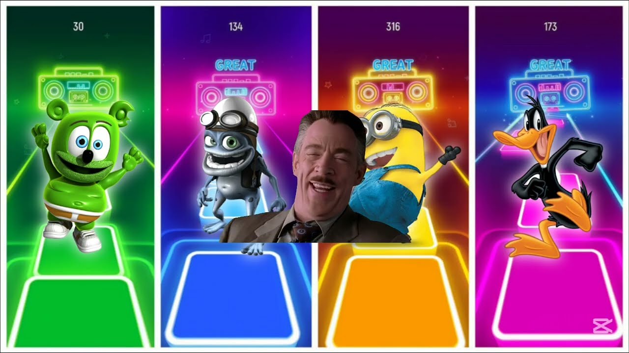 Gummy Bear🆚Crazy Frog🆚Minions🎶  Tiles Hop EDM Rush