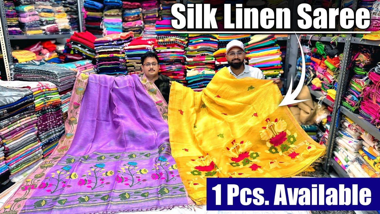 100% Handwoven Saree - Silk Linen Paithani / Matka Silk/ Tussar Silk/ Jayshree Linen/ Maslin Jamdani