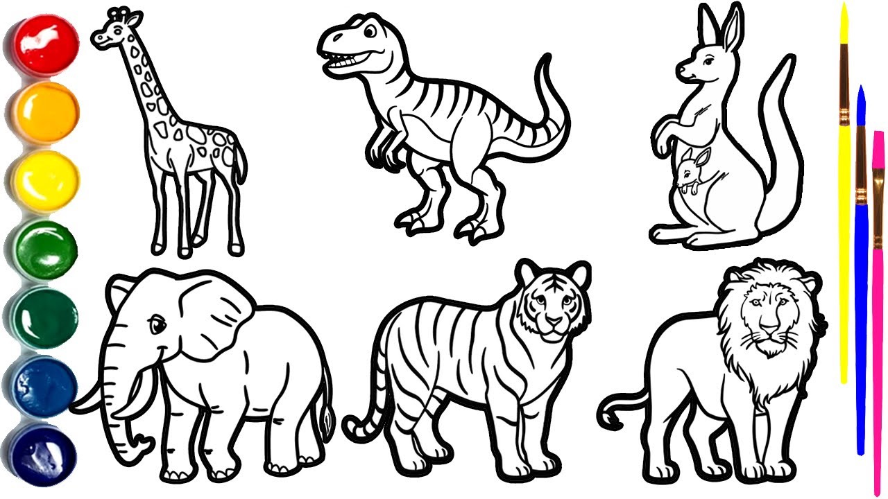 Draw AMAZING Animals in 20 Minutes! Children Draw Animals🦒🦖🦘🐘🐅🦁 video