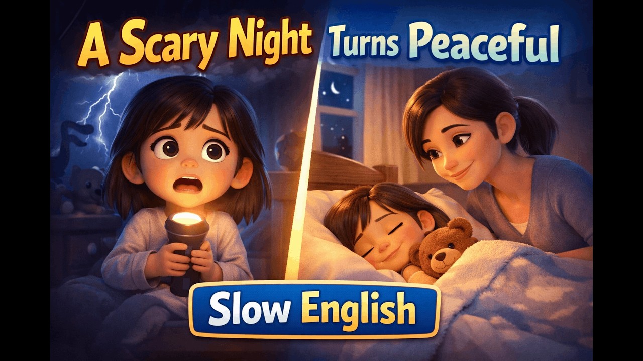 A Scary Night Turns Peaceful | Slow English Story for Beginners (A1–A2)