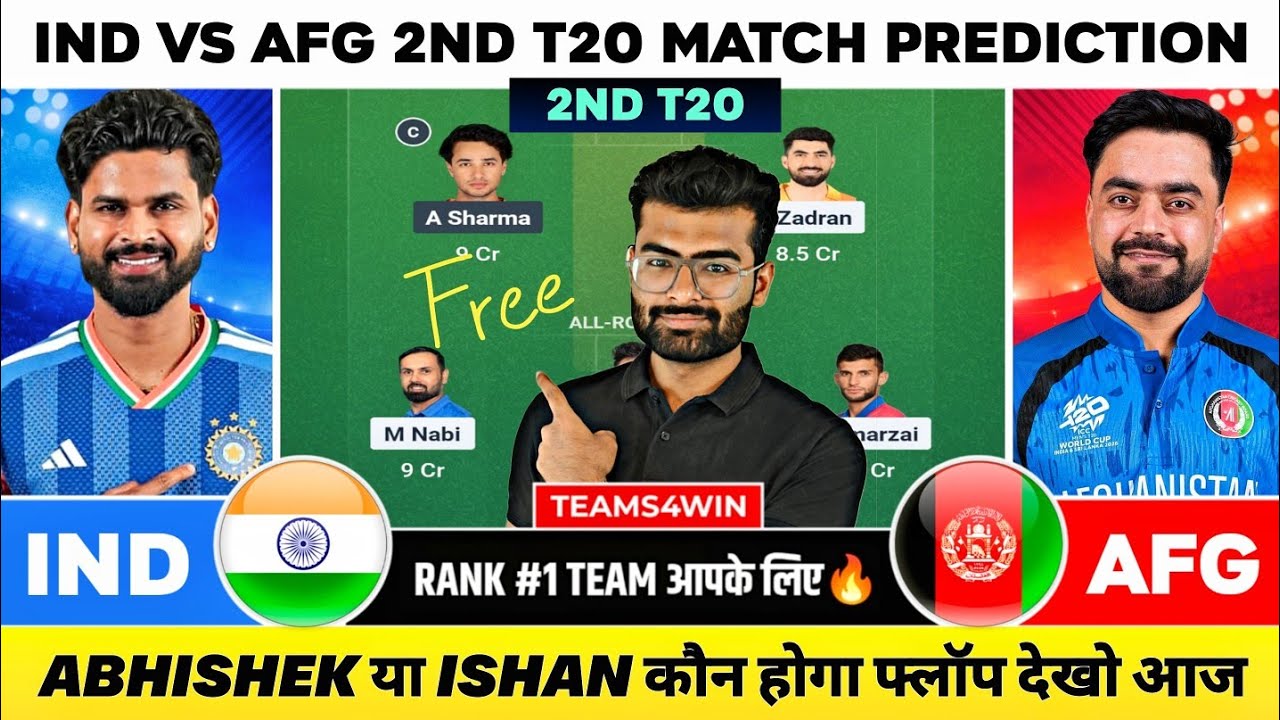 IND vs AFG Dream11 Team, IND vs AFG Dream11 Prediction, India vs Afghanistan Dream11 2nd T20I Today